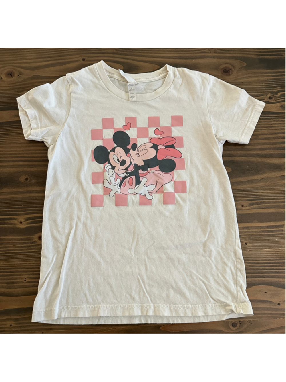 Girls Mickey Minnie Mouse Graphic T Shirt Pink White Size M 10-12 Cotton